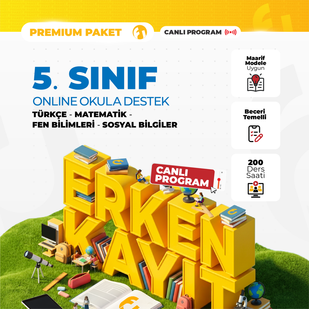 5. Sınıf Online Okula Destek 2027 Premium Paket | Canlı Program