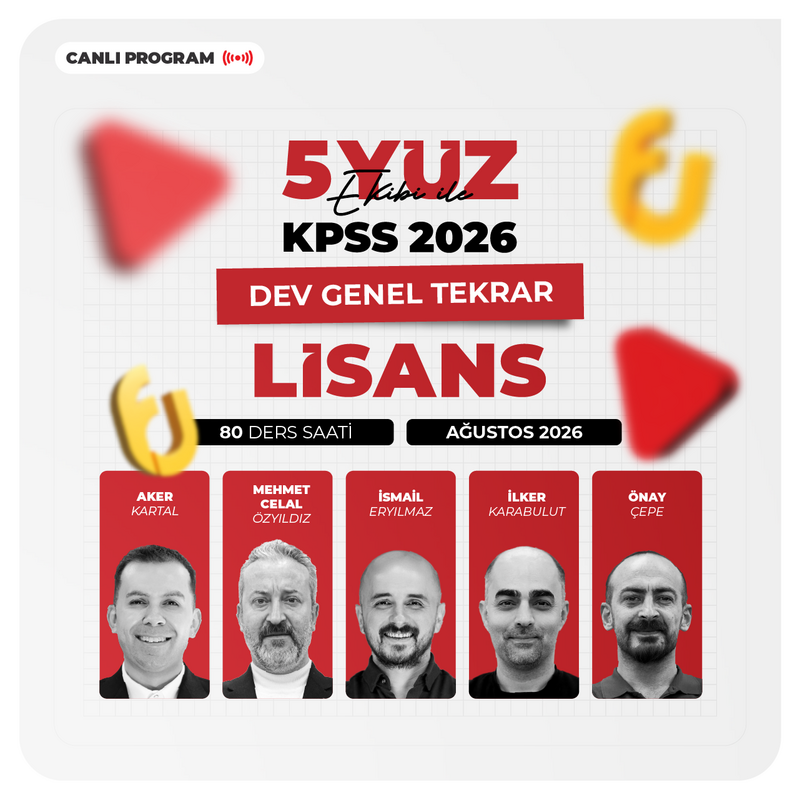 Farklı KPSS - 5YÜZ Ekibi ile Genel Yetenek Genel Kültür 2026 DEV Genel Tekrar | Canlı Program