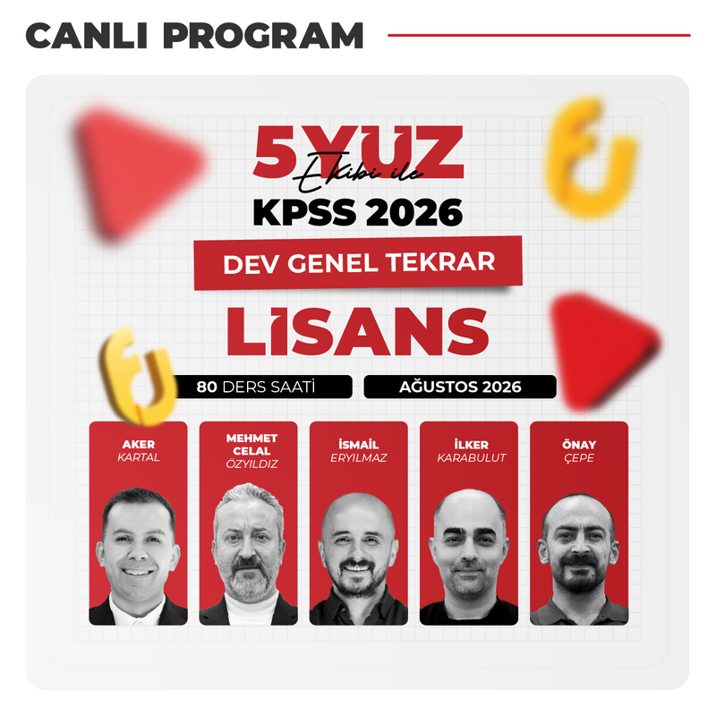 Farklı KPSS - 5YÜZ Ekibi ile Genel Yetenek Genel Kültür 2026 DEV Genel Tekrar | Canlı Program