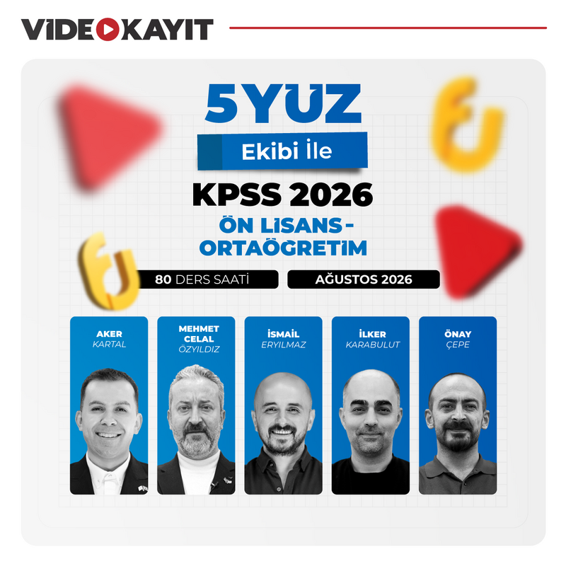 Farklı KPSS - 5YÜZ Ekibi ile Genel Yetenek Genel Kültür Lise Ön Lisans 2026 DEV Genel Tekrar | Video Kayıt