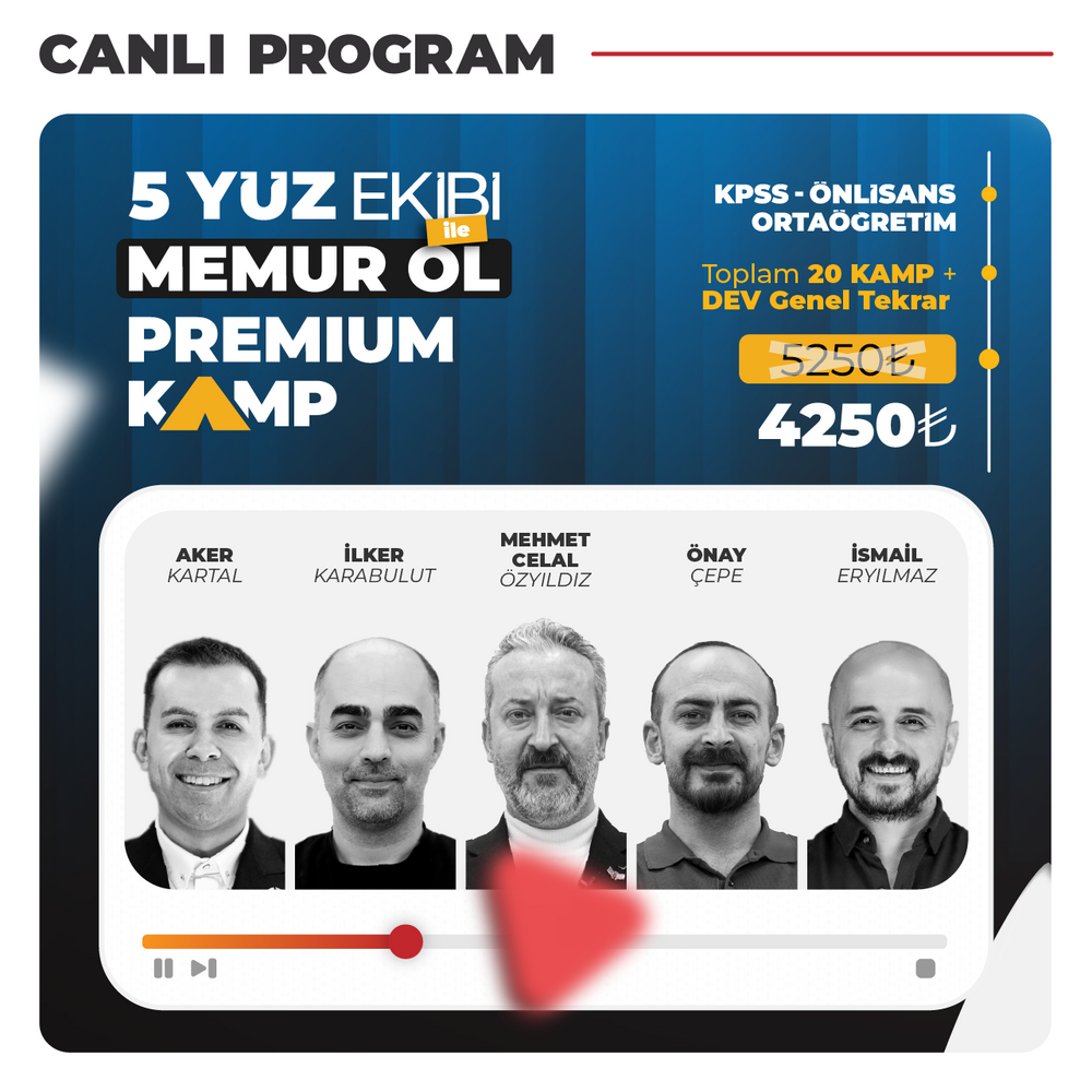 5YÜZ Ekibi ile KPSS Ortaöğretim & Ön Lisans Premium Kamp | Canlı Program