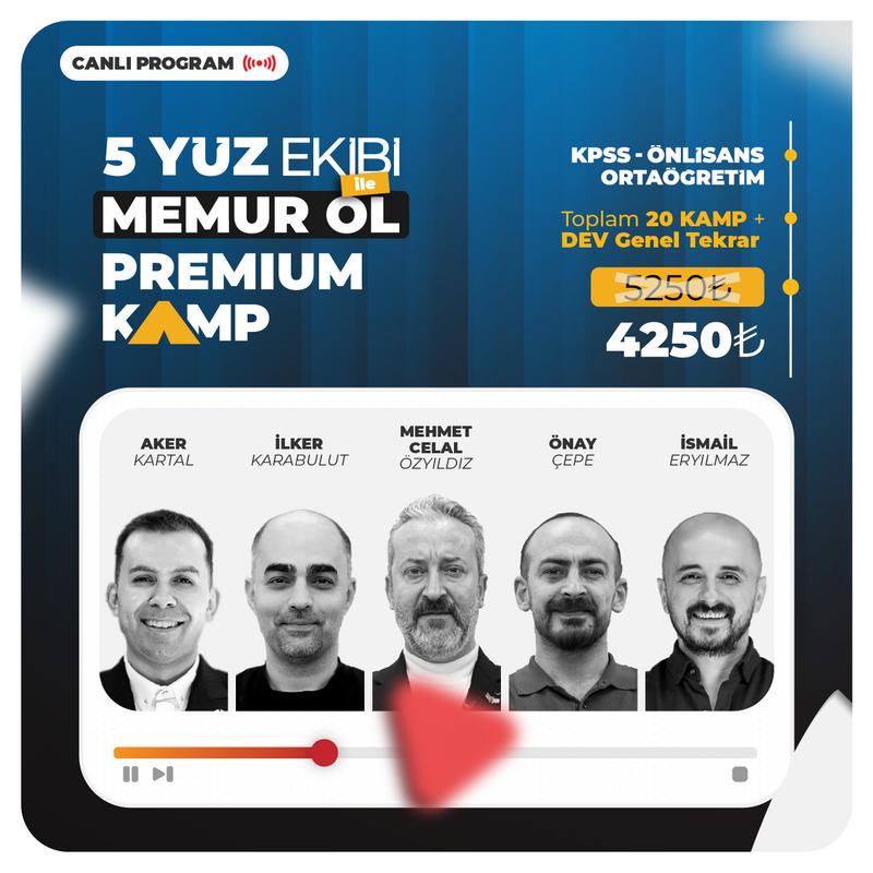 Farklı KPSS - 5YÜZ Ekibi ile KPSS Ortaöğretim & Ön Lisans Premium Kamp | Canlı Program