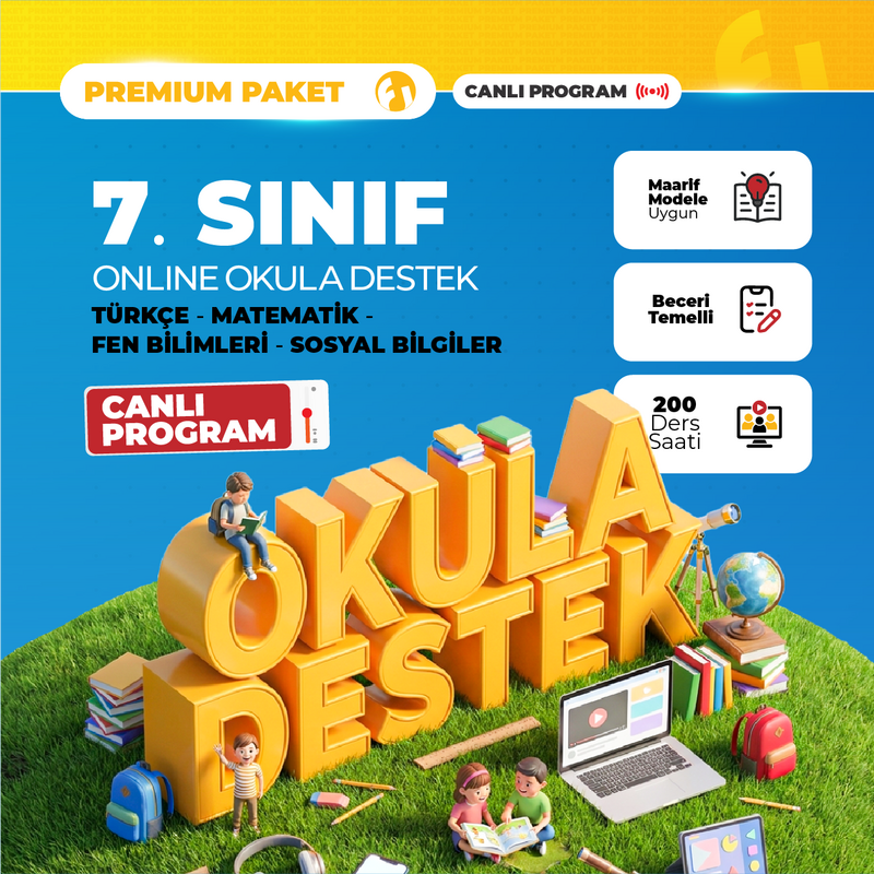 Farklı LGS - 7. Sınıf Online Okula Destek 2027 Premium Paket | Canlı Program