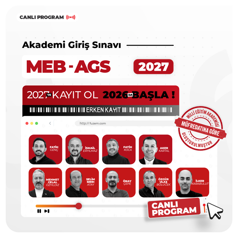 Farklı AGS - Akademi Giriş Sınavı MEB AGS 2027 | Canlı Program