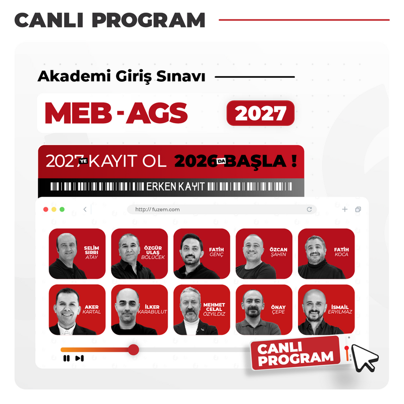 Farklı AGS - Akademi Giriş Sınavı MEB AGS 2027 | Canlı Program