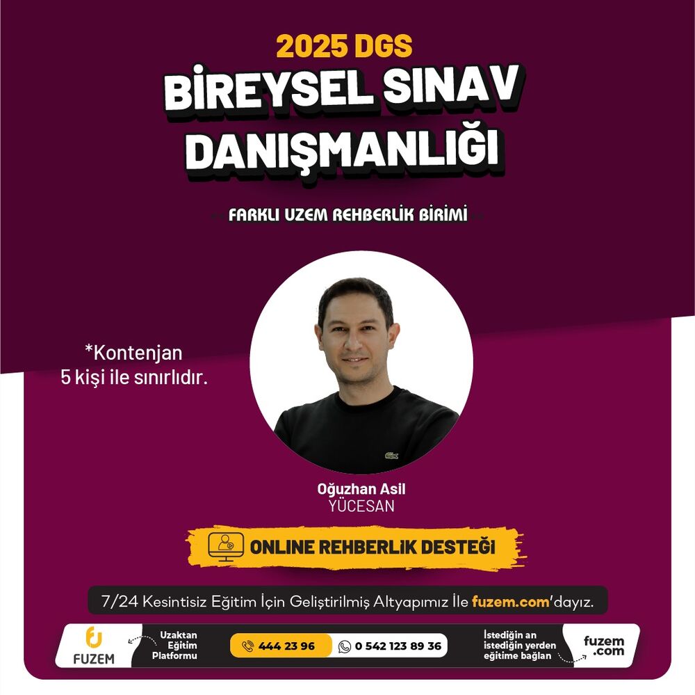 DGS 2025 Bireysel Sınav Danışmanlığı | Oğuzhan Asil YÜCESAN