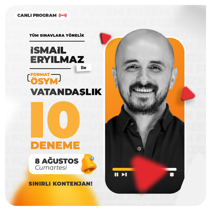 Farklı KPSS - İsmail Eryılmaz ile ÖSYM Formatında 10 Vatandaşlık Denemesi | Canlı Program