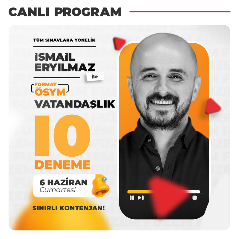 Farklı KPSS - İsmail Eryılmaz ile ÖSYM Formatında 10 Vatandaşlık Denemesi | Canlı Program