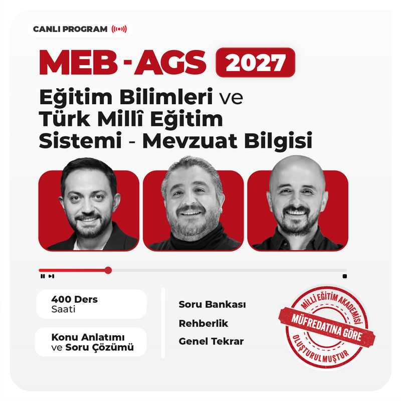 Farklı KPSS - MEB-AGS 2027 Eğitim Bilimleri ve Türk Milli Eğitim Sistemi - Mevzuat Bilgisi | Canlı Program