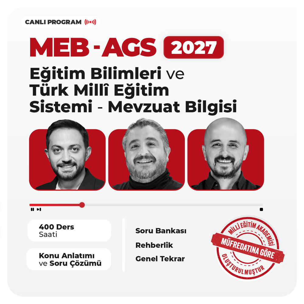 MEB-AGS 2027 Eğitim Bilimleri ve Türk Milli Eğitim Sistemi - Mevzuat Bilgisi | Canlı Program