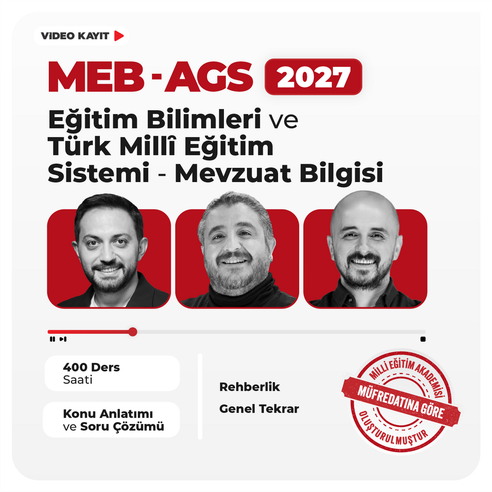 MEB-AGS 2027 Eğitim Bilimleri ve Türk Milli Eğitim Sistemi - Mevzuat Bilgisi | Video Kayıt