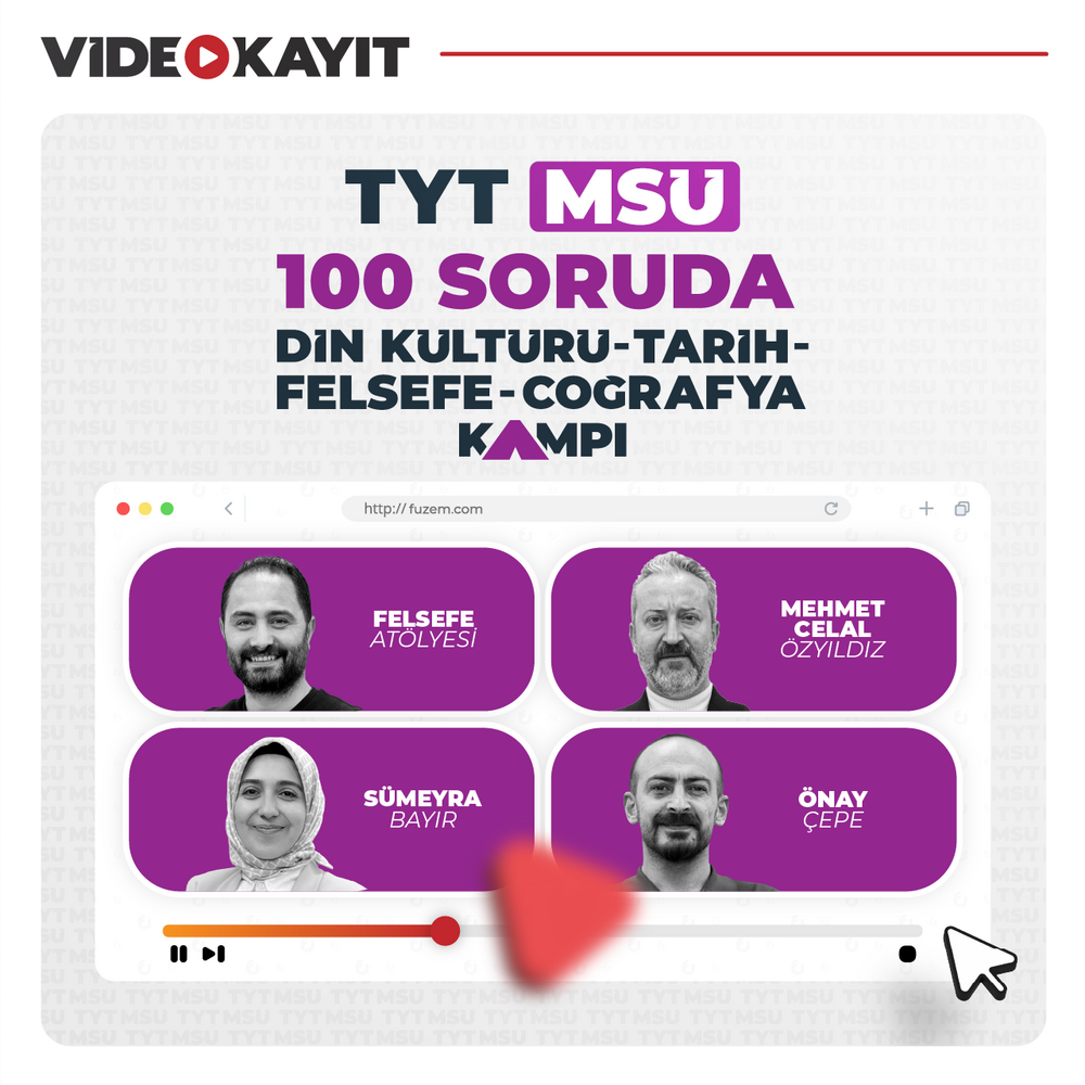 TYT-MSÜ 100 Soruda Din Kültürü-Tarih-Felsefe-Coğrafya Kampı | Video Kayıt