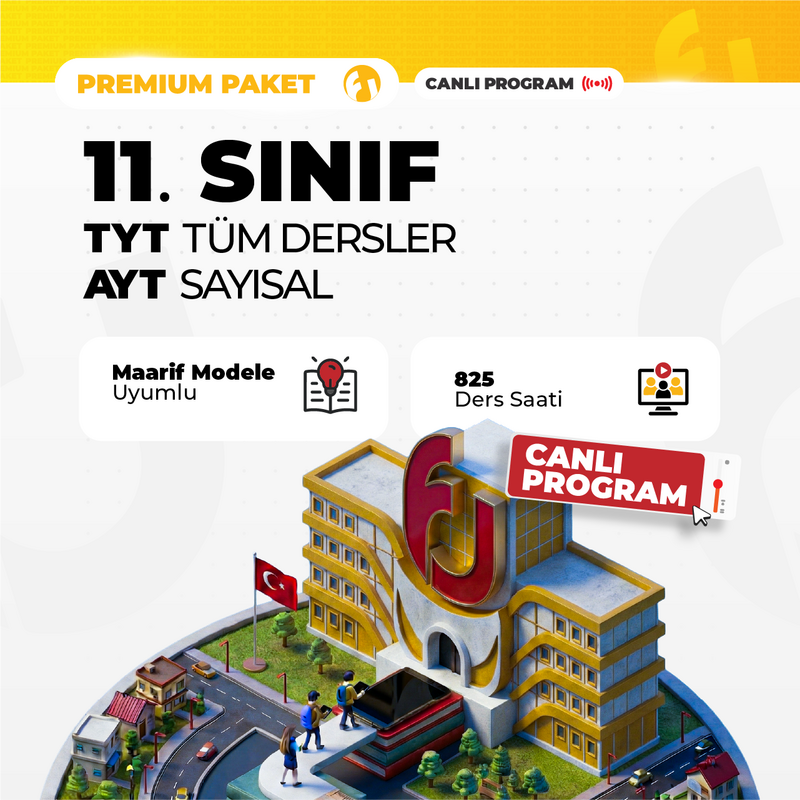 Farklı YKS - TYT Tüm Dersler + 11. Sınıf AYT Sayısal 2027 Premium Paket | Canlı Program