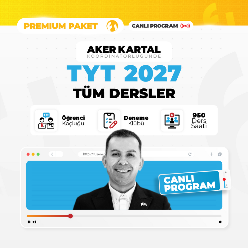 Farklı YKS - TYT Tüm Dersler 2027 Premium Paket | Canlı Program