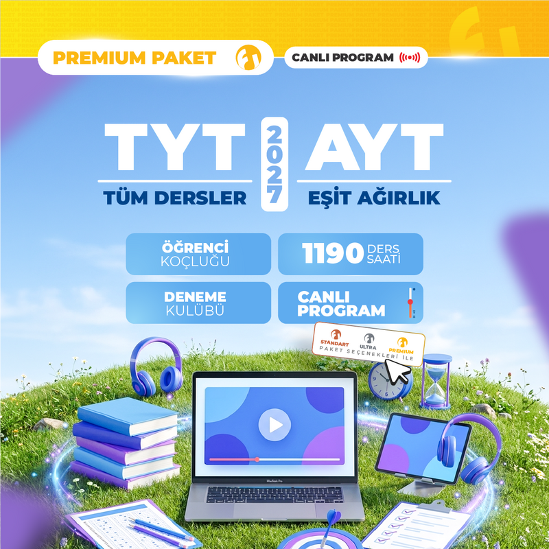 Farklı YKS - TYT Tüm Dersler + AYT Eşit Ağırlık 2027 Premium Paket | Canlı Program
