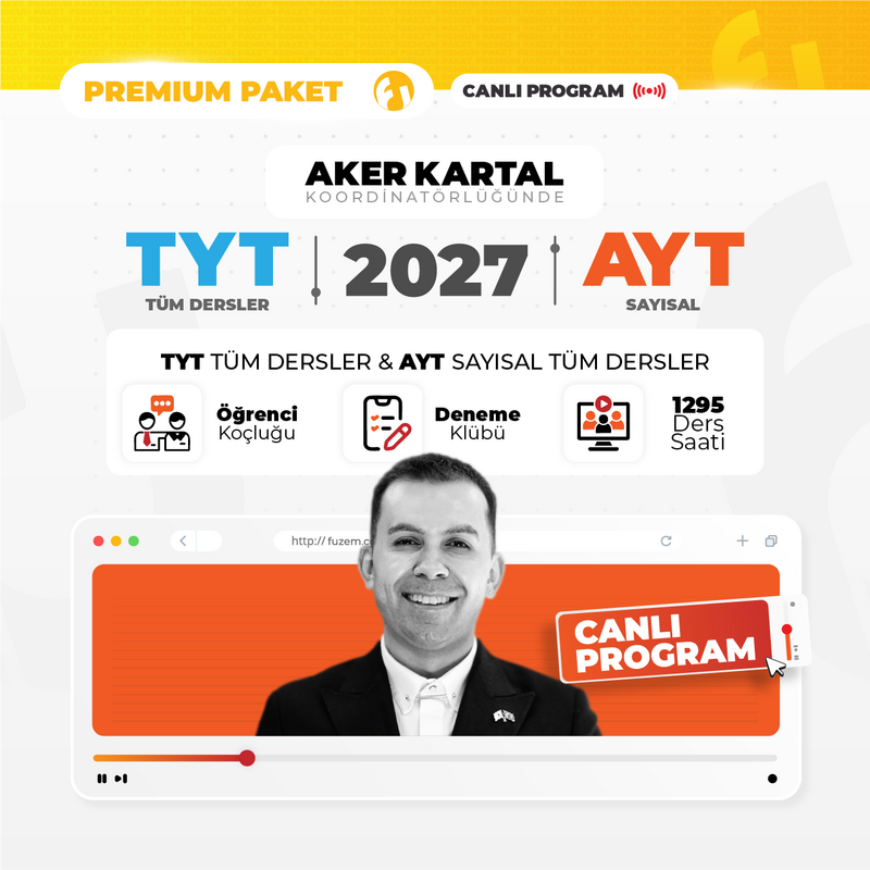 Farklı YKS - TYT Tüm Dersler + AYT Sayısal 2027 Premium Paket | Canlı Program