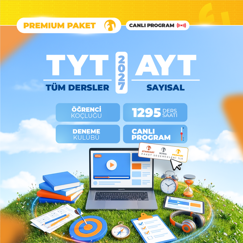 Farklı YKS - TYT Tüm Dersler + AYT Sayısal 2027 Premium Paket | Canlı Program