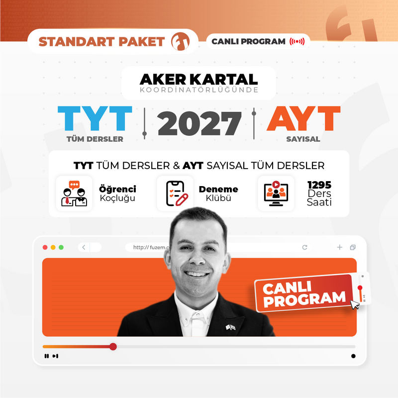 Farklı YKS - TYT Tüm Dersler + AYT Sayısal 2027 Standart Paket | Canlı Program