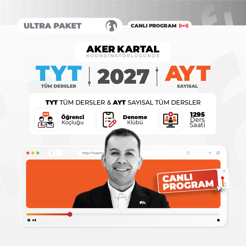 Farklı YKS - TYT Tüm Dersler + AYT Sayısal 2027 Ultra Paket | Canlı Program