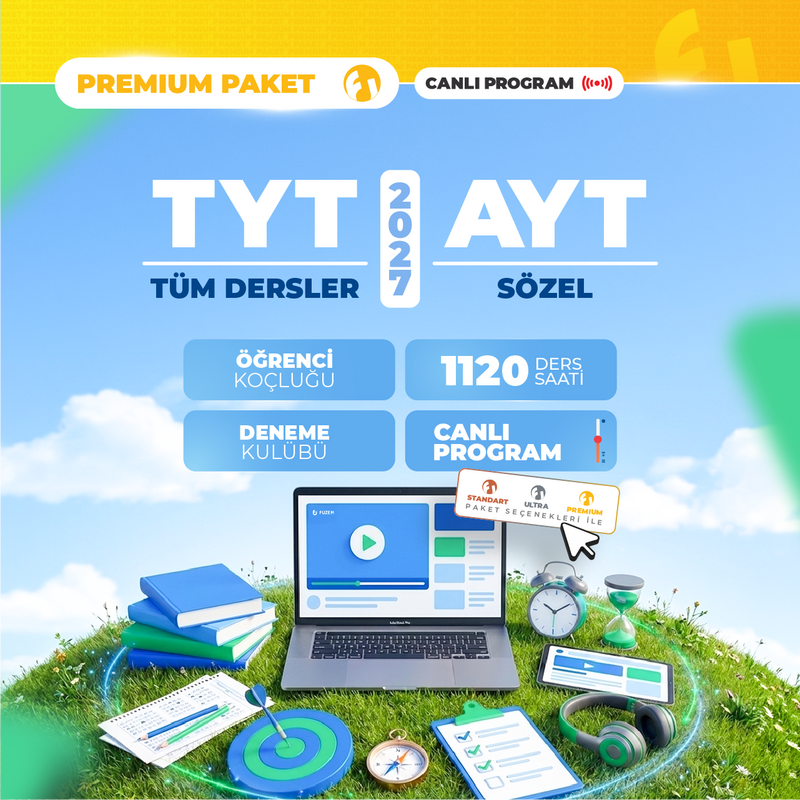 Farklı YKS - TYT Tüm Dersler + AYT Sözel 2027 Premium Paket | Canlı Program