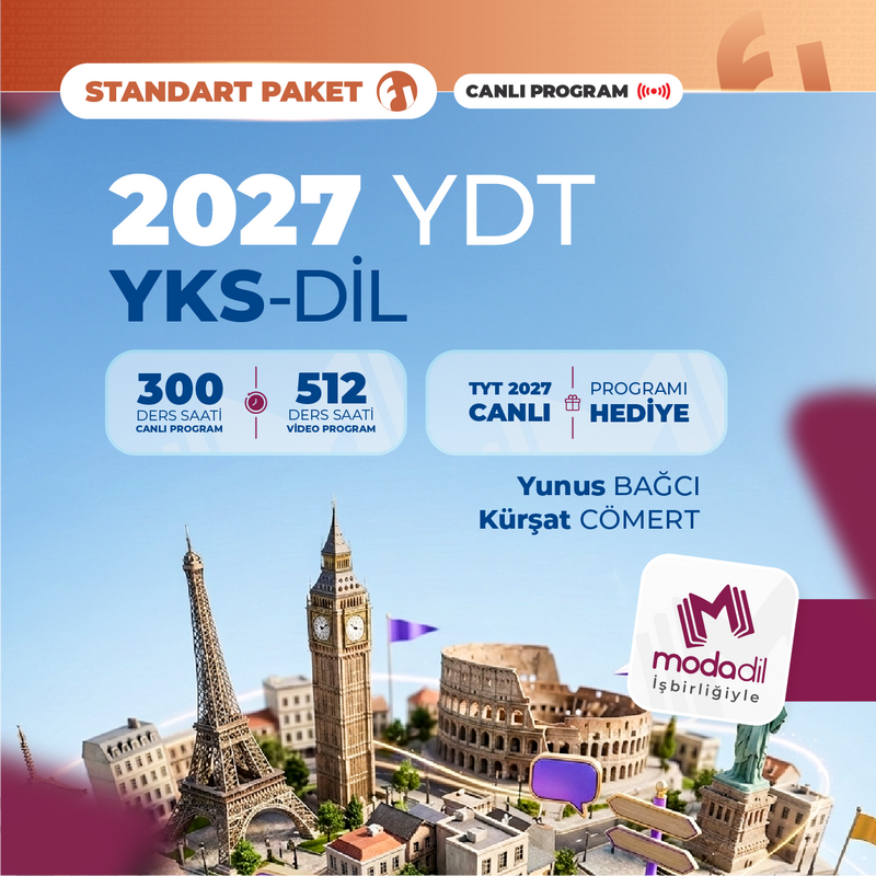 Farklı İngilizce - Yabancı Dil Testi YDT (YKS Dil) 2027 + TYT 2027 Standart Paket | Canlı Program